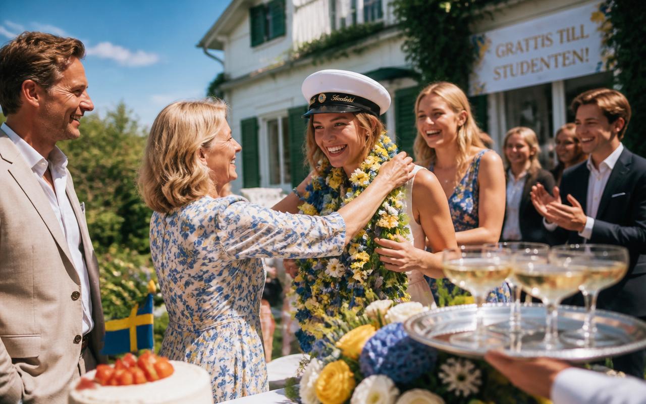 Serveringspersonal och kockar serverar gäster på studentmottagning