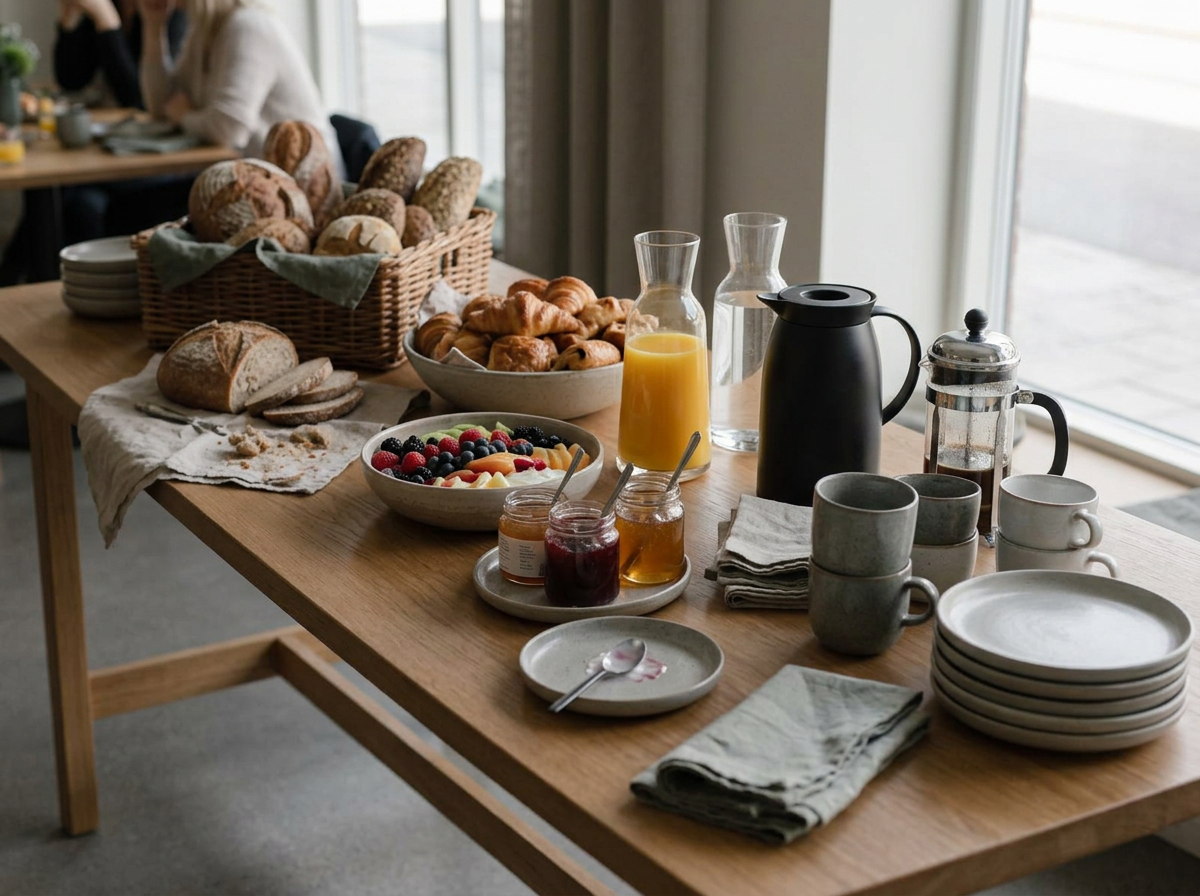 Frukostbuffé uppdukad
