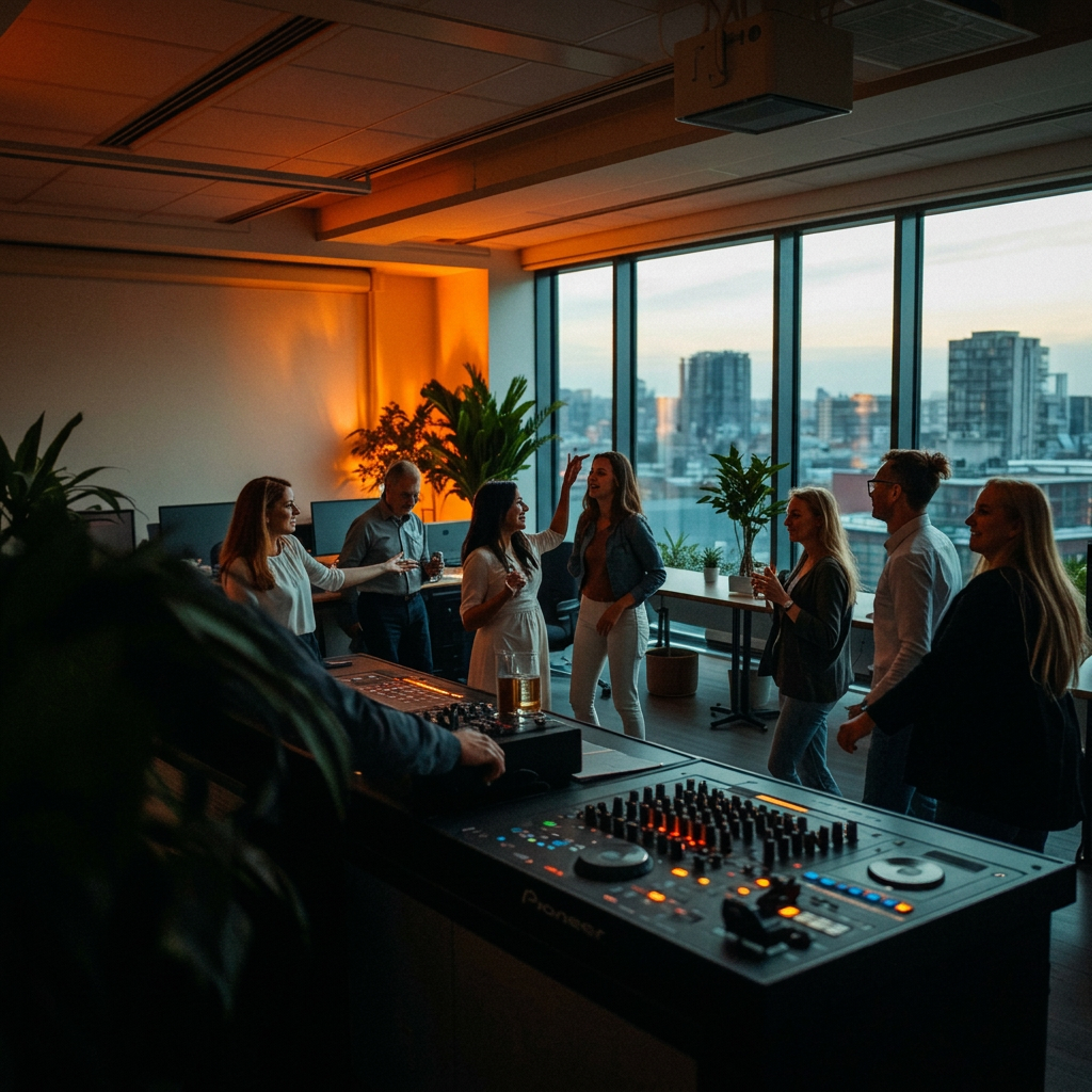 DJ-bås och sen kvällsbar med mingel