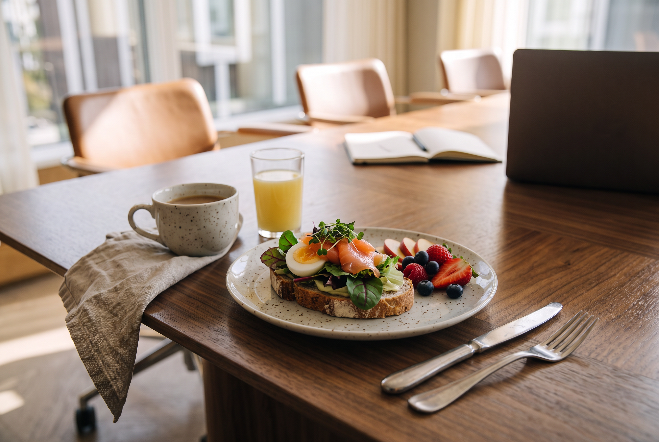 Frukost upplagd på porslin